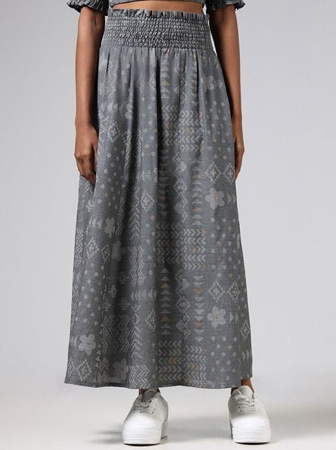 bombay paisley by westside grey smock printed skirt