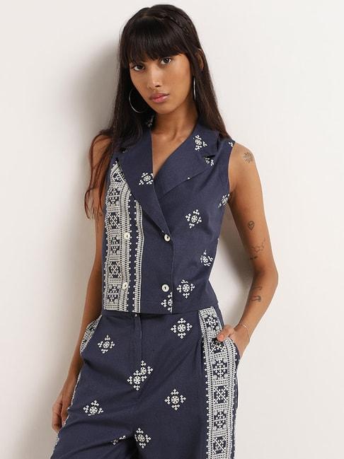 bombay paisley by westside navy printed vest top