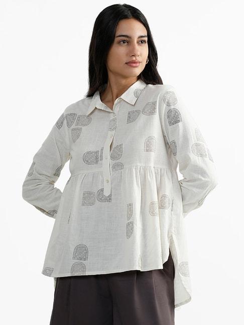 bombay paisley by westside off-white printed top
