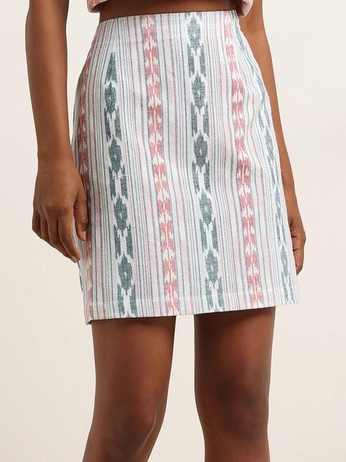 bombay paisley by westside teal ikat printed skirt