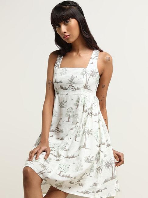 bombay paisley by westside white flared printed dress