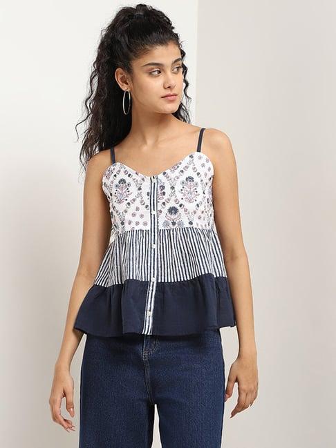 bombay paisley by westside white mixed printed top
