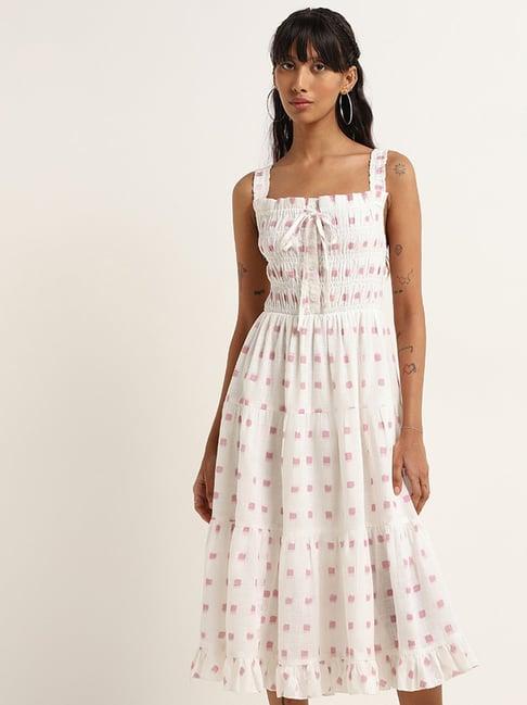 bombay paisley by westside white printed tiered dress