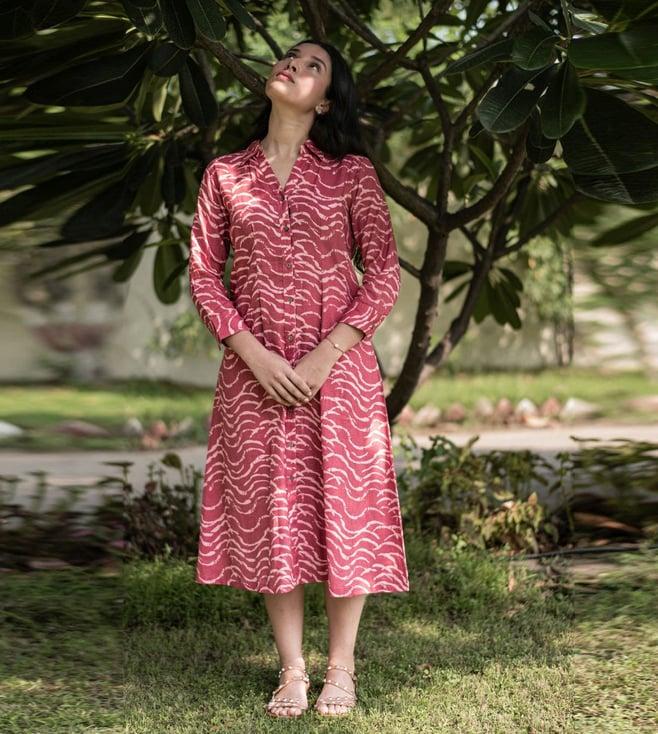 bombay bloom pink cherry threads shirt dress