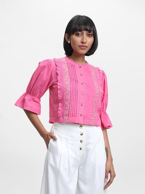 bombay paisley by westside embroidered pink top