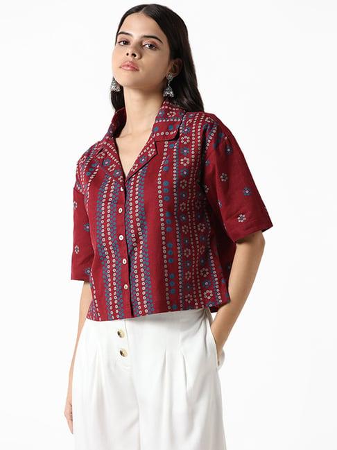 bombay paisley by westside maroon printed tanu top