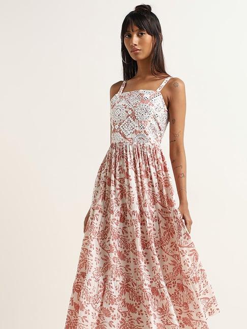 bombay paisley by westside peach printed tiered dress