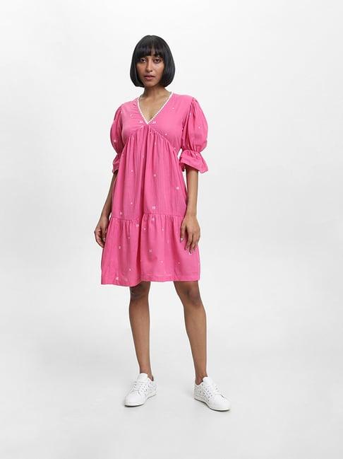 bombay paisley by westside printed pink dress