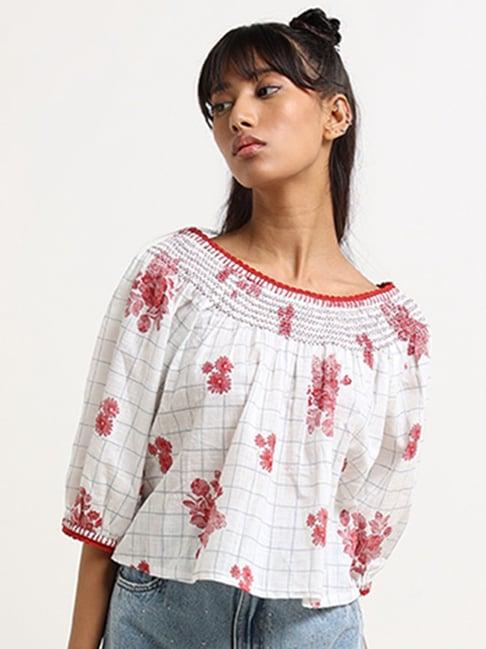 bombay paisley by westside white floral top
