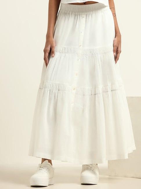 bombay paisley by westside white maxi skirt