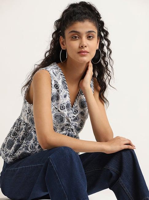 bombay paisley by westside white paisley printed top