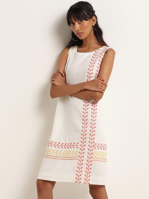 bombay paisley by westside white printed straight dress