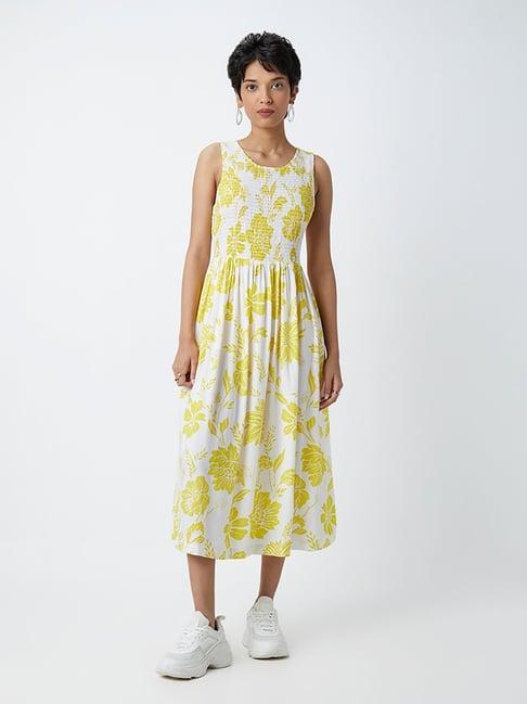 bombay paisley by westside yellow floral-patterned dress