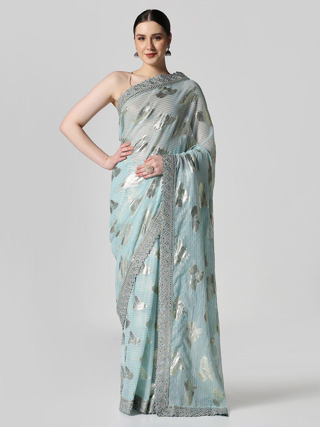 bombay selections woven design mirror work saree