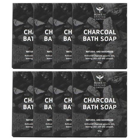bombay shaving company activated bamboo charcoal bath soap (pack of 8) | deep cleaning and anti-pollution effect