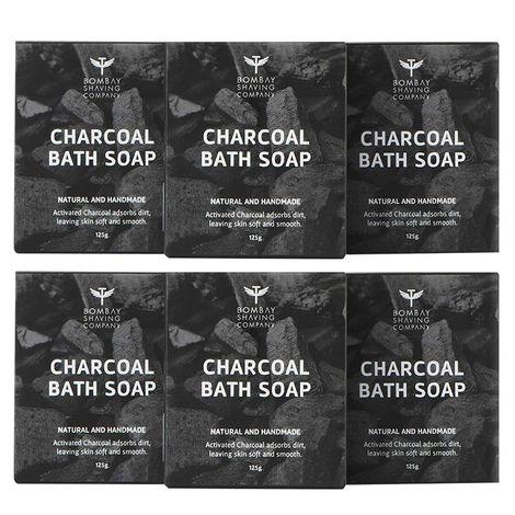 bombay shaving company charcoal bath soap, (6 x 125 g) | for deep clean and anti-pollution effect