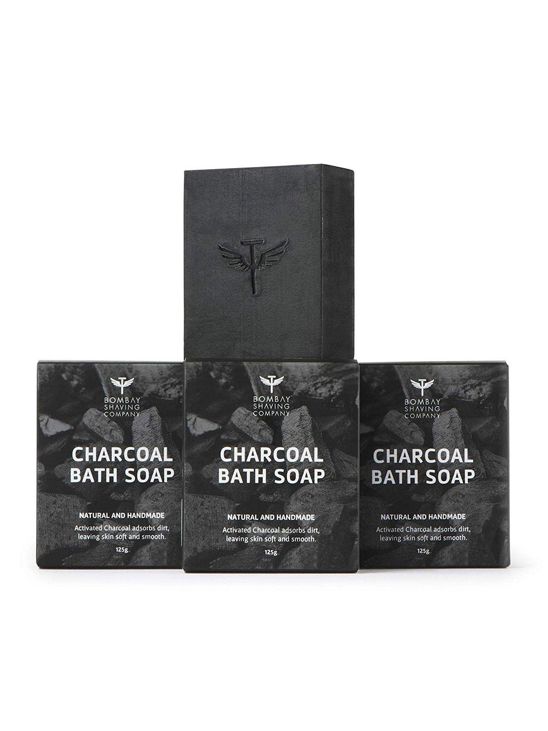 bombay shaving company charcoal deep cleansing handmade exfoliating bath soap set of 3 375g