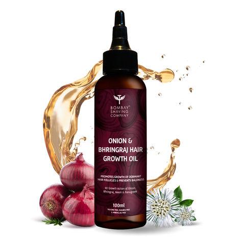 bombay shaving company onion and bhringraj hair oil (100ml) | 4x growth action | minimises hair thinning | stimulates hair follicles