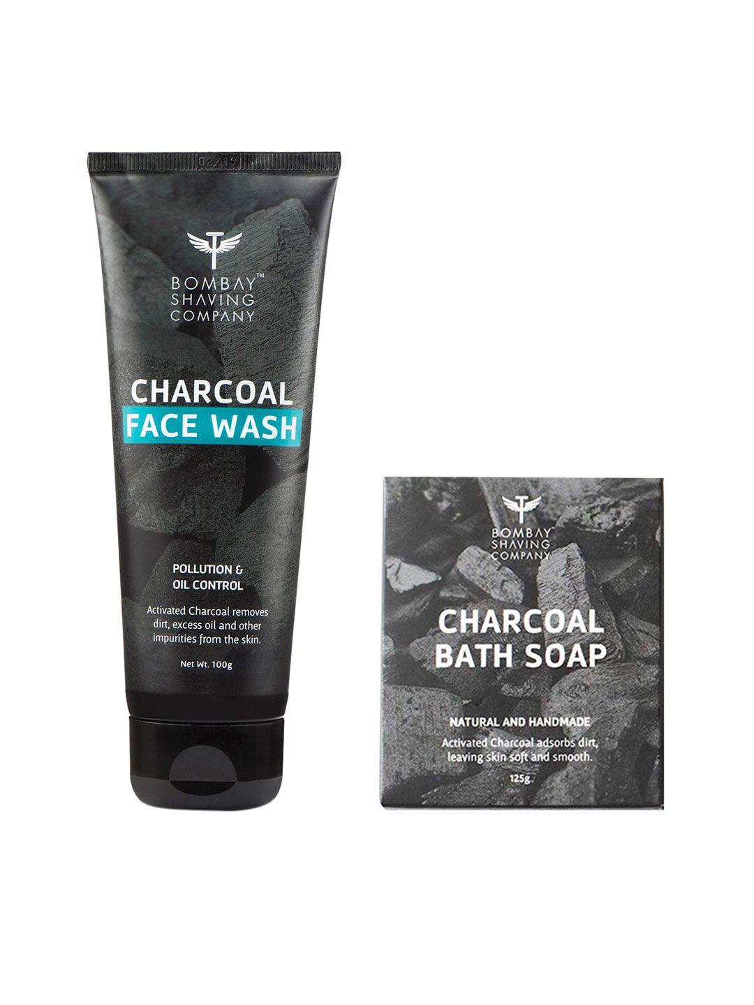 bombay shaving company unisex set of 3 charcoal bath soaps & charcoal face wash