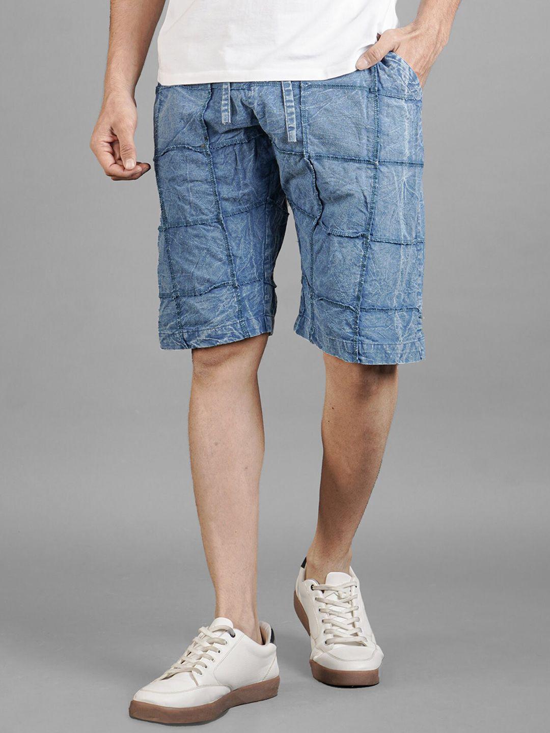 bombay trooper men washed mid- rise regular fit chino shorts