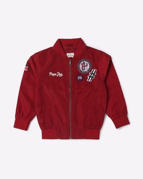bomber jacket with brand applique
