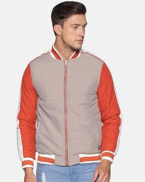 bomber jacket with contrast sleeves
