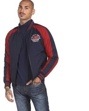 bomber jacket with brand embroidery