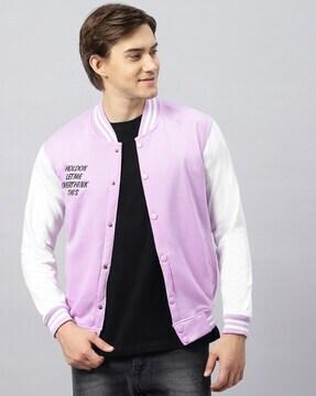 bomber jacket with button-closure