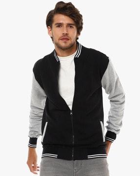 bomber jacket with contrast sleeves