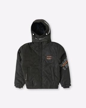 bomber jacket with detachable hood