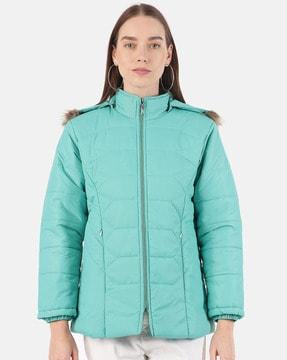 bomber jacket with detachable hood