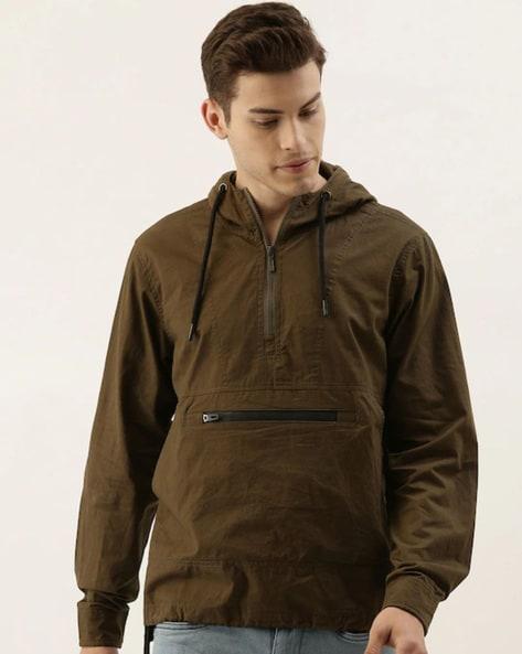 bomber jacket with half-zip closure