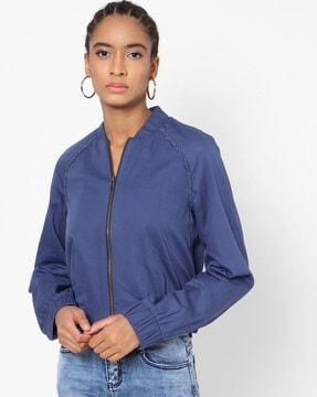 bomber jacket with raglan sleeves