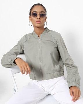 bomber jacket with raglan sleeves