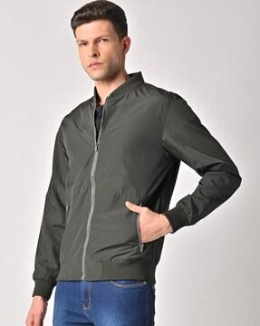 bomber jacket with zipper pockets