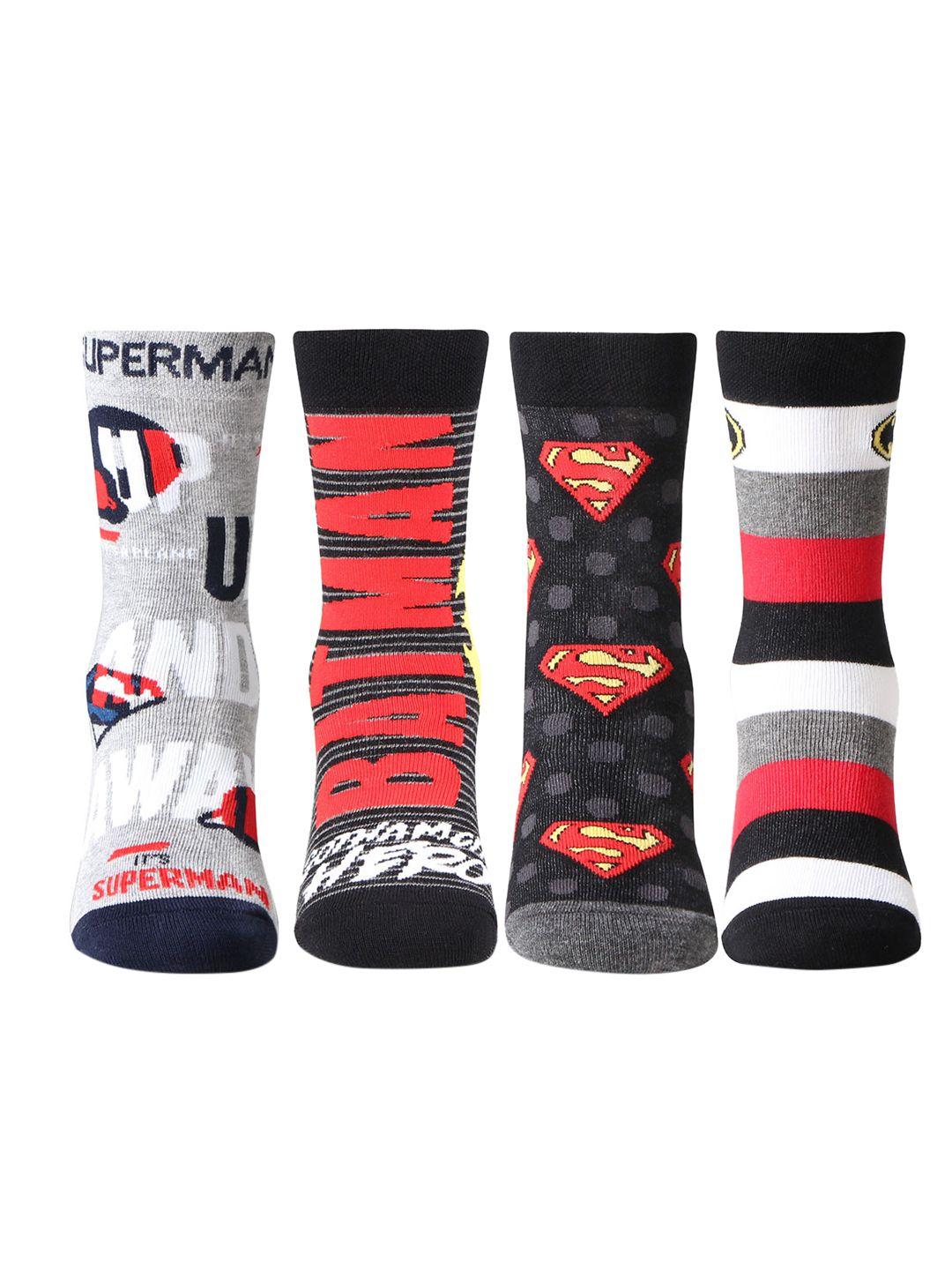 bonjour boys pack of 4 superman batman patterned socks