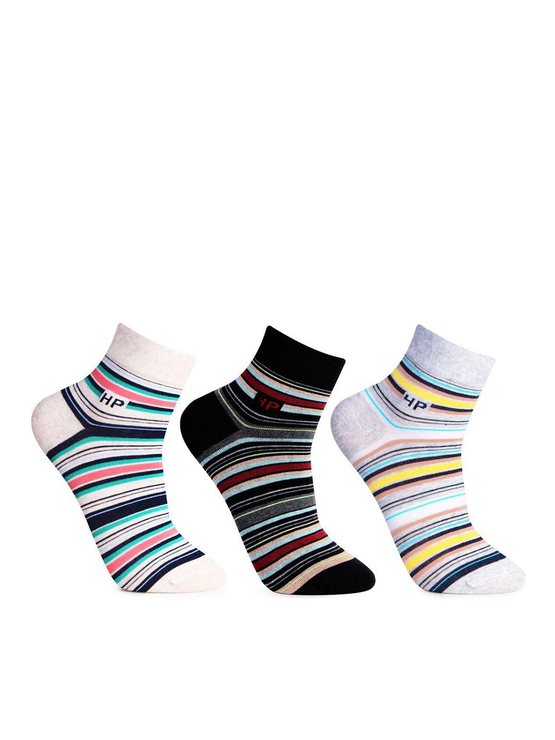 bonjour men pack of 3 assorted cotton above ankle length socks