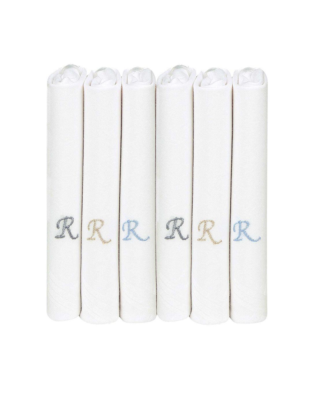 bonjour men pack of 6 white solid handkerchiefs accessory gift set with r initials