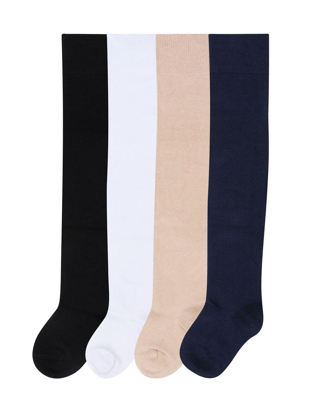 bonjour girls pack of 4 assorted solid knee length socks