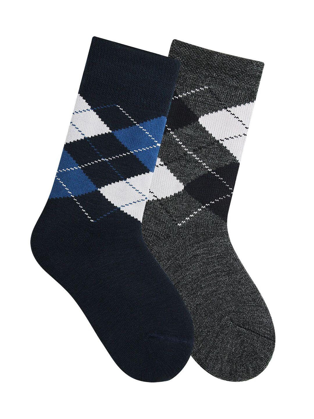 bonjour kids pack of 2 argyle woolen assorted calf length socks