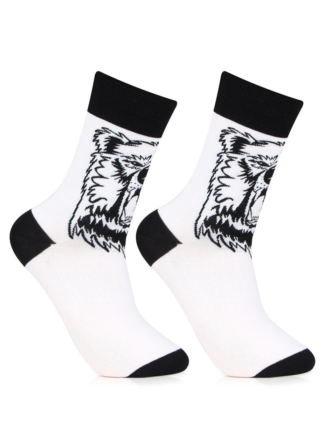 bonjour men monster face printed calf-length socks