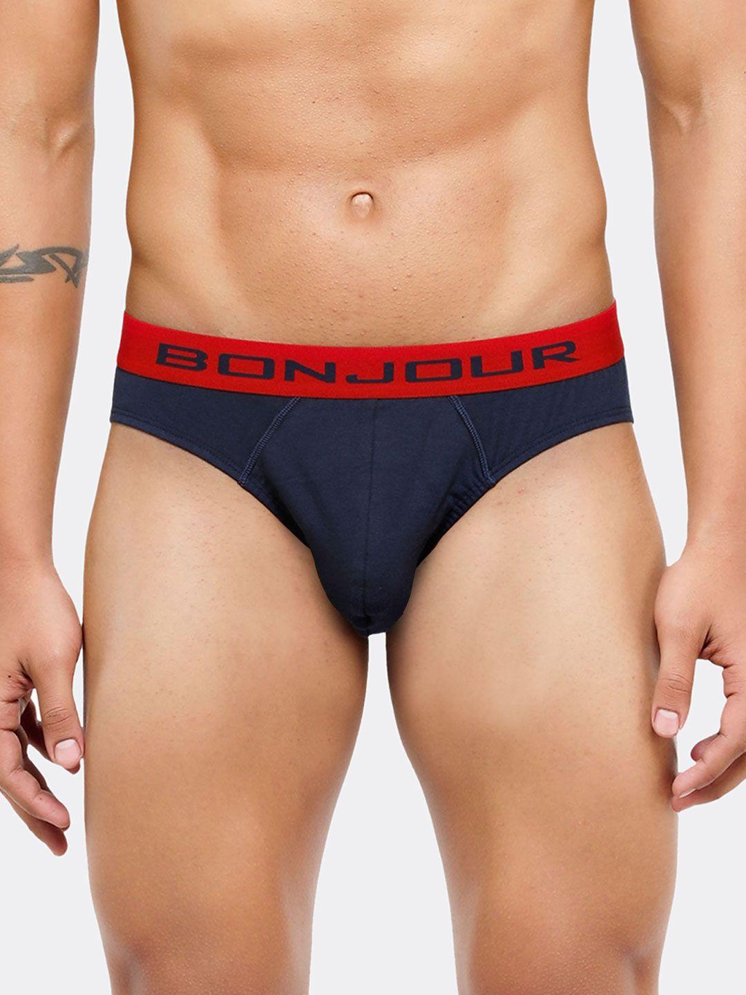 bonjour men navy blue & red solid briefs rma9s3803s-po1-nv