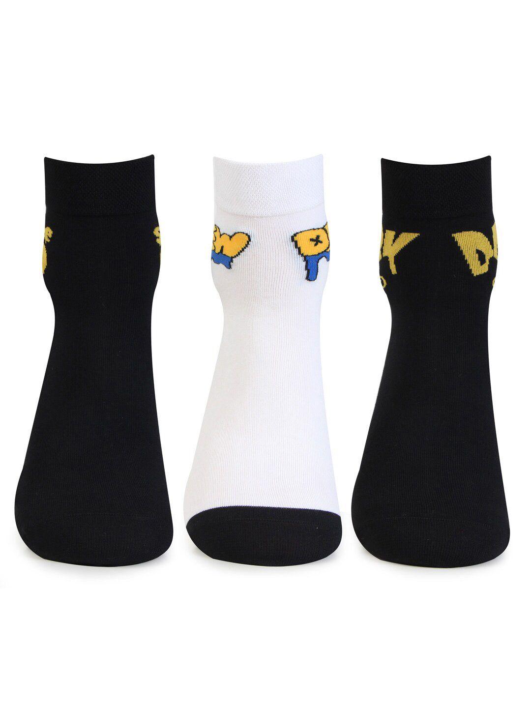 bonjour men pack of 3 patterned cotton ankle length socks