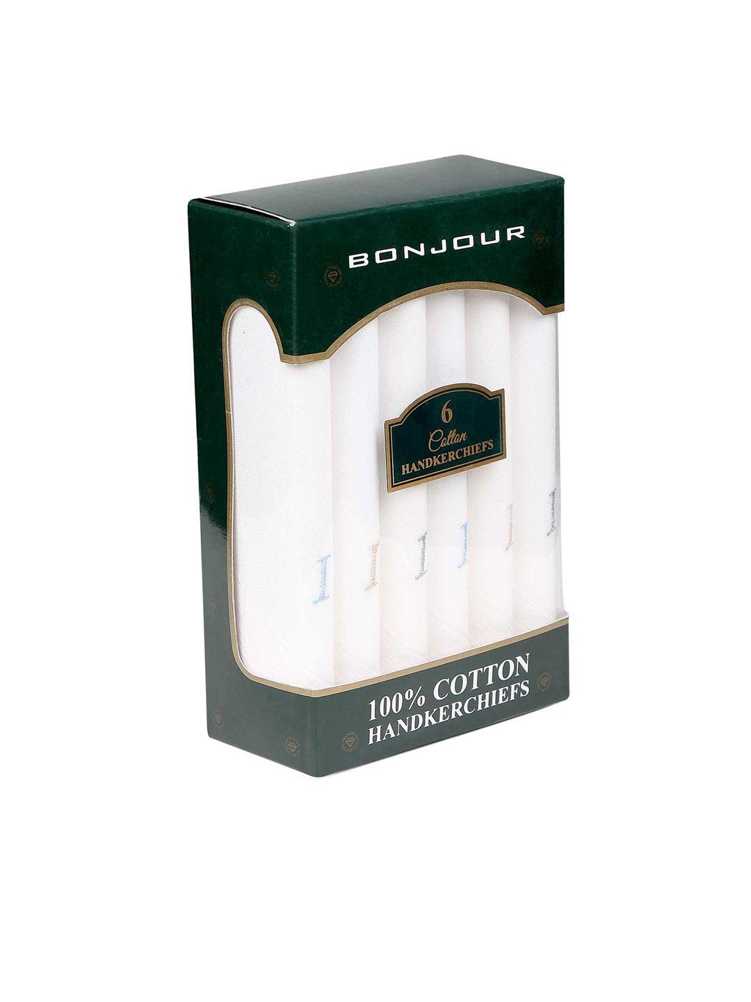 bonjour men pack of 6 white solid handkerchiefs accessory gift set