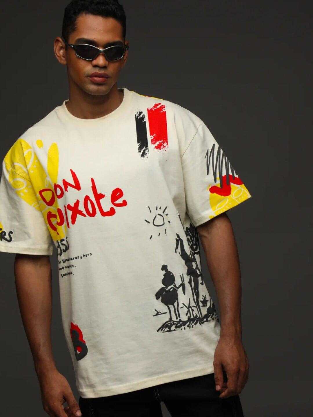 bonkers corner unisex off white graphic printed oversized cotton casual t-shirt