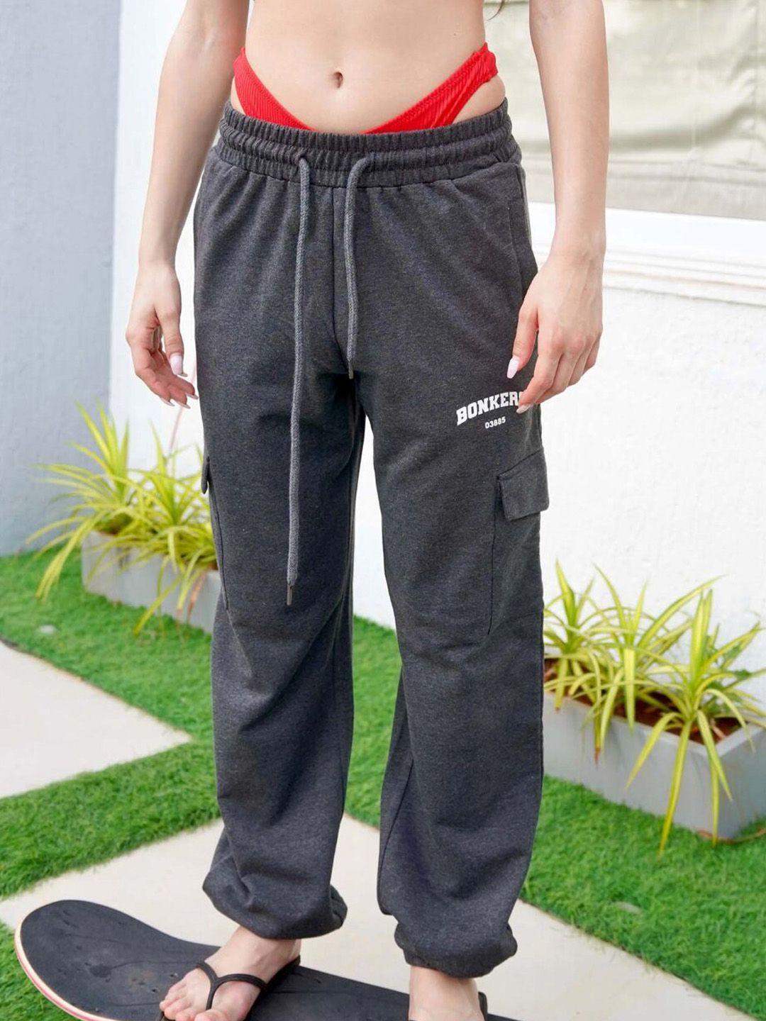 bonkers-corner-women-charcoal-relaxed-fit-cotton-cargo-track-pants