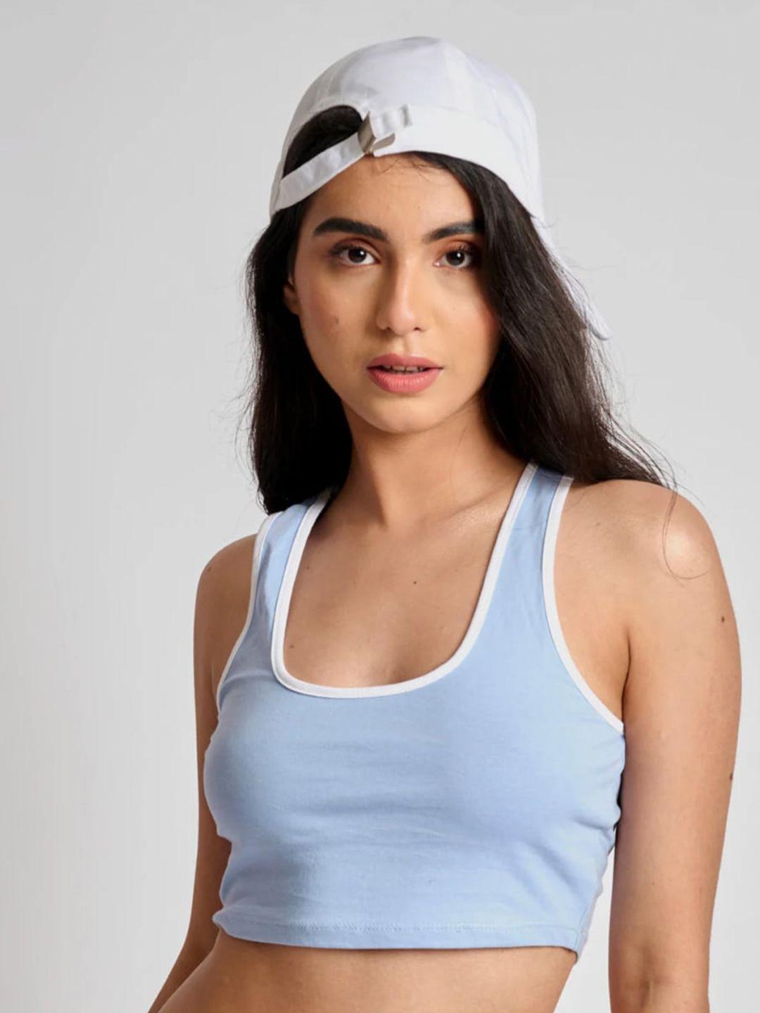 bonkers corner cotton scoop neck tank crop top