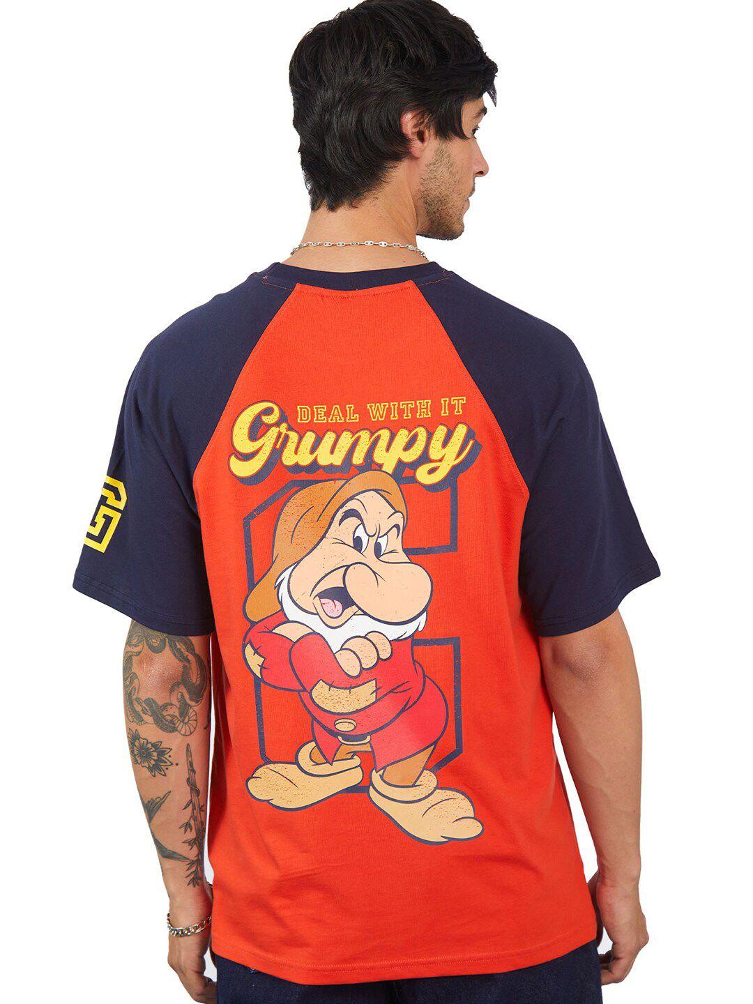 bonkers corner grumpy printed raglan sleeves cotton loose t-shirt