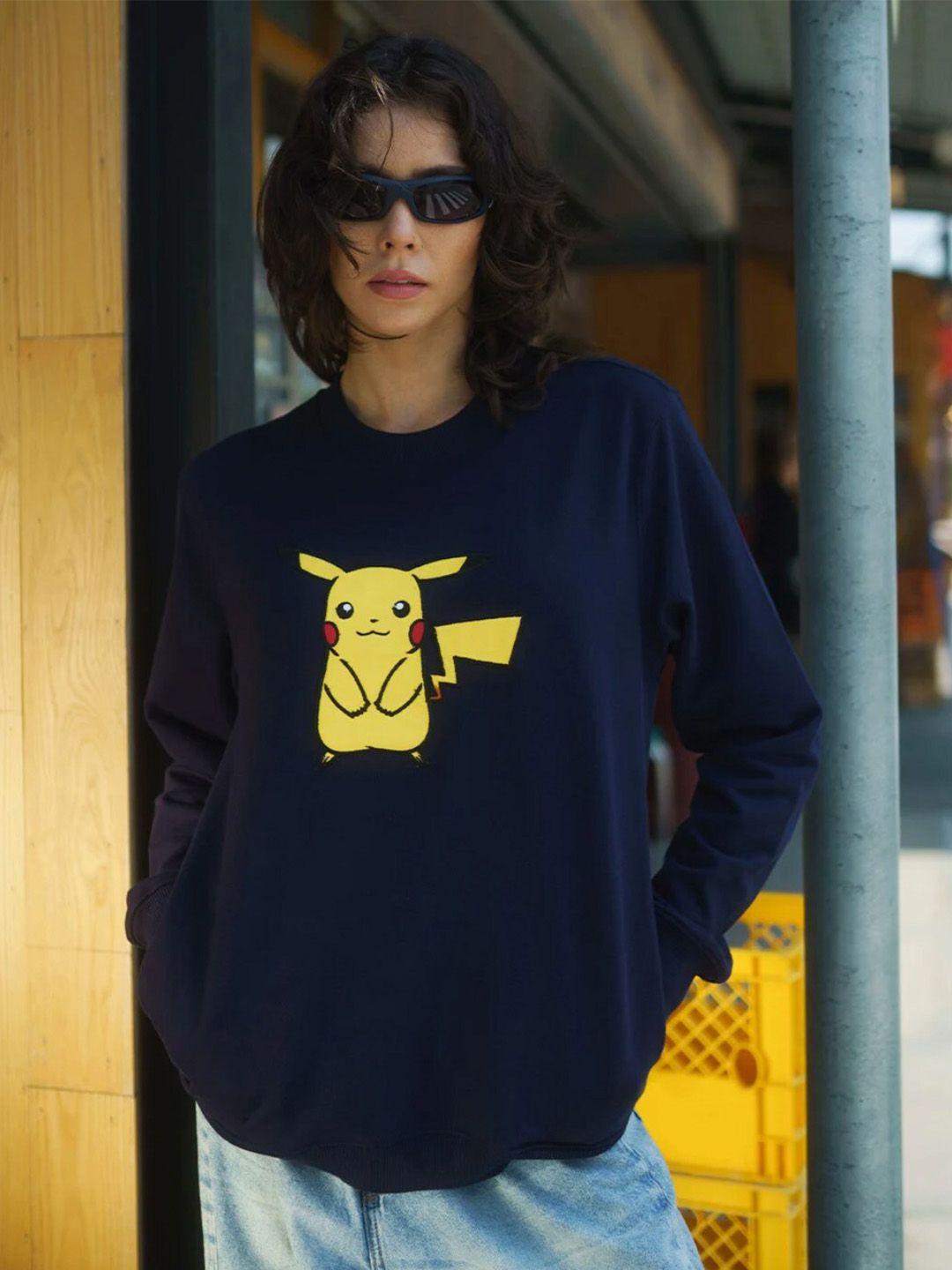 bonkers corner navy blue pokemon printed cotton sweatshirt