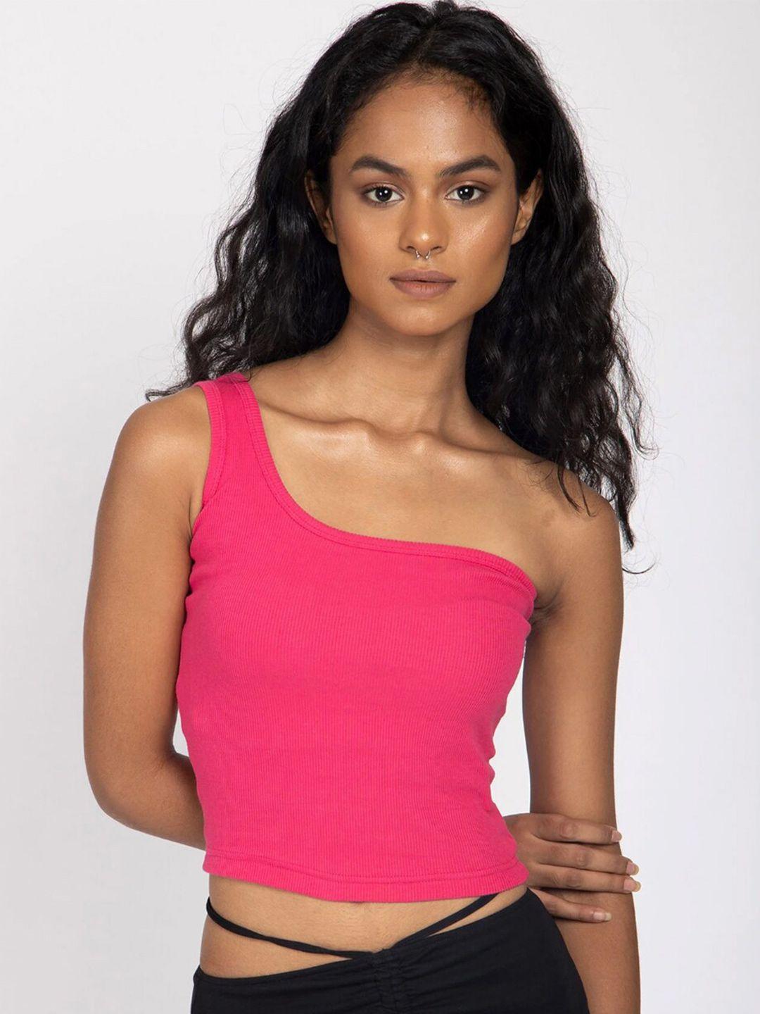 bonkers corner one shoulder cotton crop top